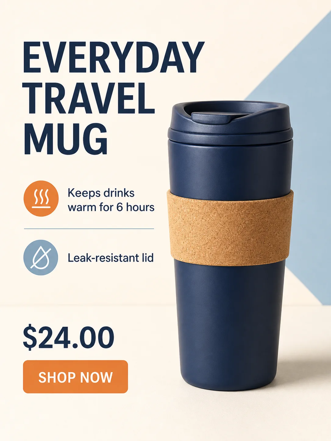 English travel mug product poster before image translation