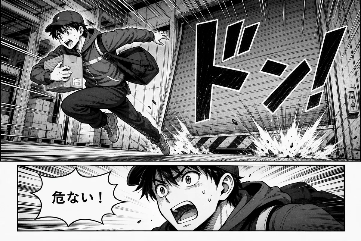 Manga translator original action page with Japanese dialogue and sound effect