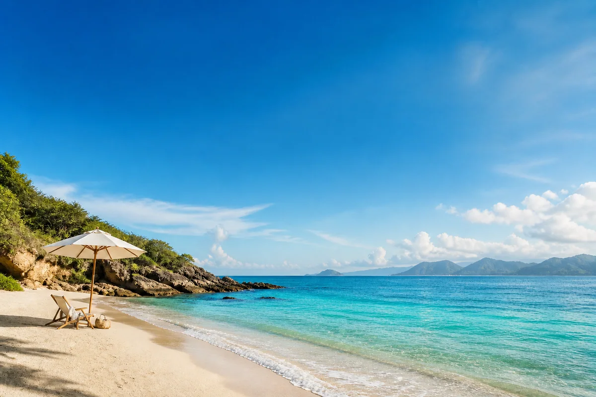 Clean beach photo after the social caption was removed from the sky
