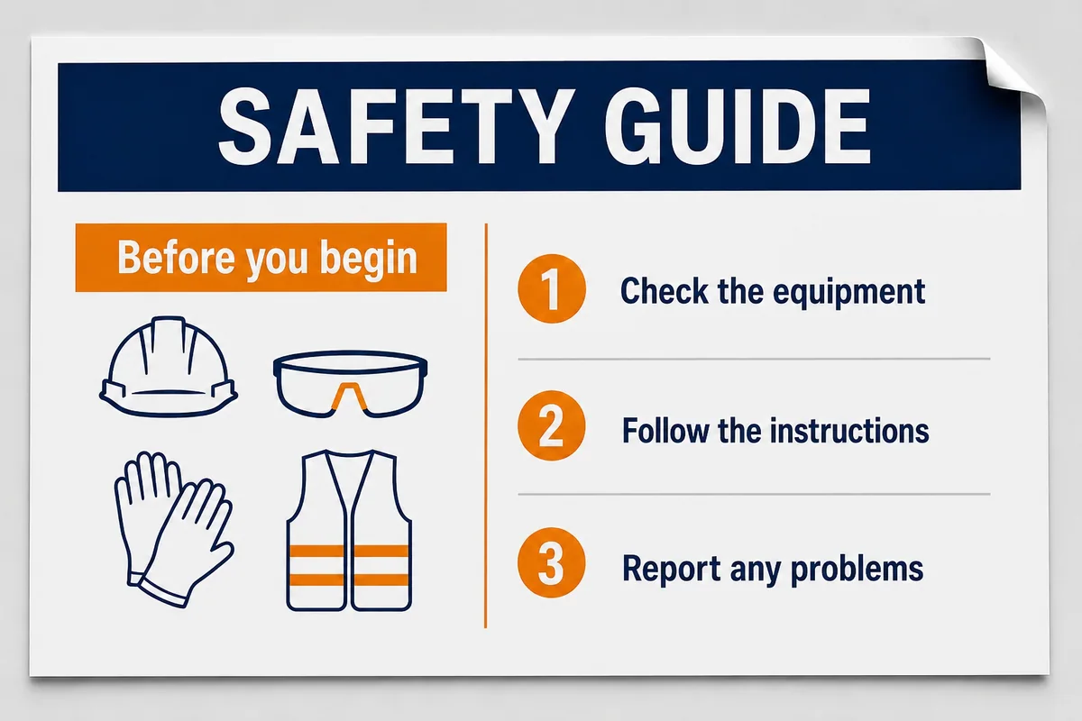 English workplace safety guide before translation to Spanish